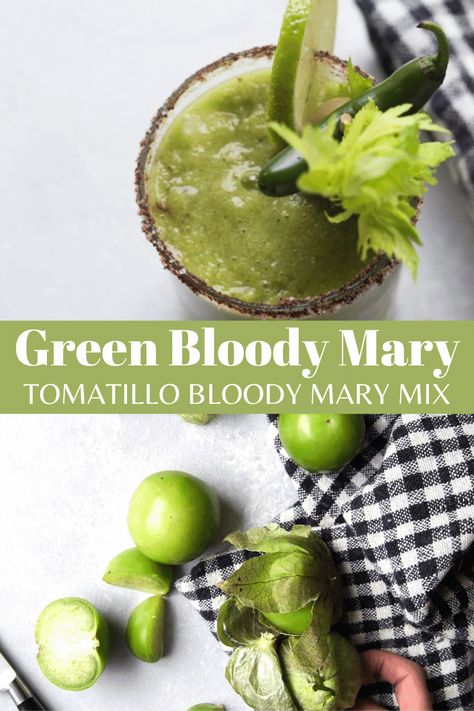 Green Bloody Mary Mix Recipe Canned Tomatillos, Horseradish Recipes, Yellow Tomatoes, Weeknight Recipes, Easy Drink Recipes, Beautiful Food Photography, Vodka Drinks, Delicious Drinks, Garden Recipes