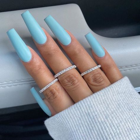 Ice Blue Nails, Glittery Acrylic Nails, Woman Of The Year, January Nails, Blue Acrylic Nails, Goth Nails, Cute Acrylic Nail Designs, Blue Nail Polish, Coffin Shape Nails