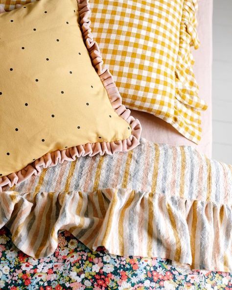 Draps Design, Cushion Inspiration, Ruffle Linen, Cot Bedding, The Design Files, Beautiful Bedding, Fitted Sheets, Liberty Fabric, Luxury Linen