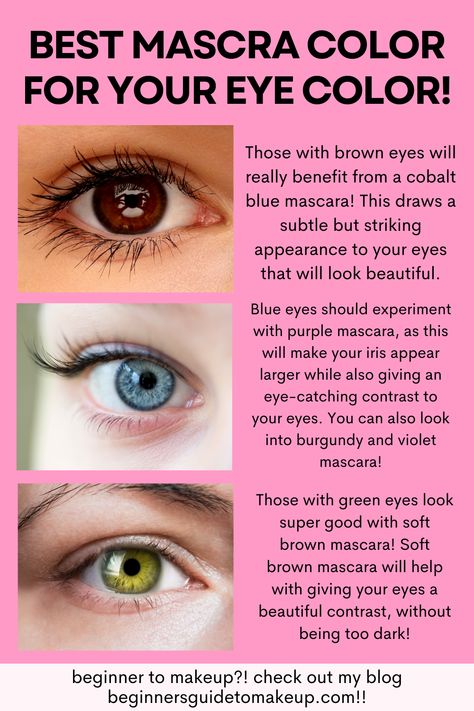 How To Bring Out Blue Eyes, Colored Mascara For Blue Eyes, Colored Mascara Brown Eyes, Purple Mascara Brown Eyes, Blue Mascara Blue Eyes, Colourful Mascara, Colored Mascara Looks, Brown Mascara Look, Blue Mascara Looks