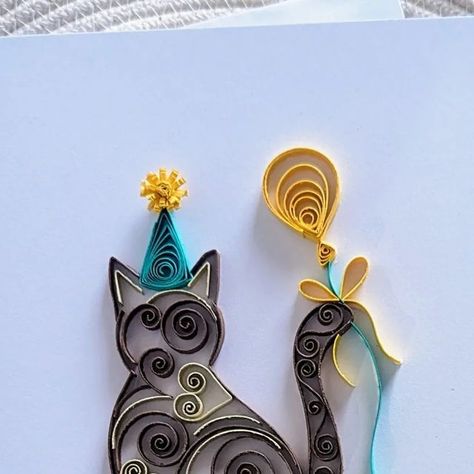 Terilyn / Quilligree Creations on Instagram: "How cute is this birthday kitty card? Find it @shopmotif613 💕 #quilling #quilled #quillingart #quillingartist #quillingcard #paperart #paperquilling #papercraft #paperartist #madewithpaper #supportlocalottawa #shoplocalottawa #wellingtonwest #handmade613" Paper Quilling Birthday Cards, Quilled Cat, Quilled Birthday Cards, Quilling Cat, Birthday Quilling, Birthday Kitty, Quilling Birthday Cards, Background Ppt, Art Pins