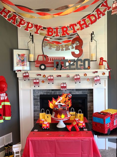 Firefighter Birthday Decorations, Fire Truck Party Decorations, Firetruck Birthday Party Decor, Firetruck Birthday Decorations, Firetruck Theme Birthday Party, Fireman Themed Birthday Party, Birthday Party Firefighter, Fire Fighter Birthday Theme, Fire Truck Themed Birthday Party