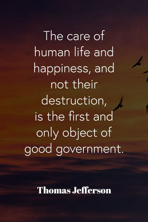 The care of human life and happiness, and not their destruction, is the first and only object of good government. - Thomas Jefferson List Of National Days, Founding Fathers Quotes, Jefferson Quotes, Thomas Jefferson Quotes, National Days, Thomas Jefferson, Founding Fathers, Us Presidents, Important Dates