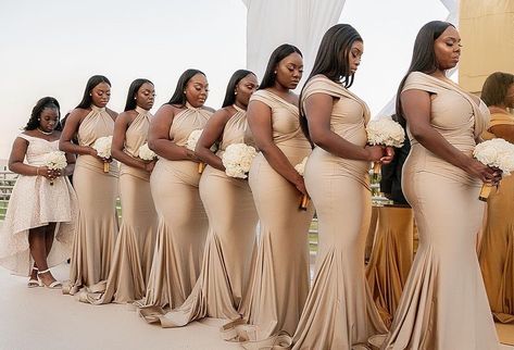 Absolutely gorgeous 🔥🔥 Planning & Design @behindthedesign Makeup @makeupbyclopez Models @misstay___ & @rickfleur Video- @lois_m_arts… Champagne Bridesmaid Dresses, Maid Of Honour Dresses, Sleeveless Bridesmaid Dresses, Plus Size Bridesmaid, Black Bridesmaid Dresses, Bridesmaid Dresses Online, Cheap Bridesmaid Dresses, Africa Fashion, Maid Dress