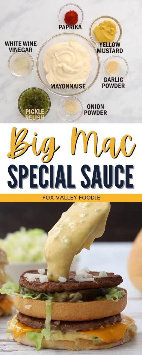 Big Mac Sauce Recipe Copycat, Mcdonald's Big Mac, Homemade Big Mac Sauce, Big Mac Sauce Recipe, Mac Sauce Recipe, Homemade Big Mac, Big Mac Sauce, Mac Sauce, Homemade Sauce Recipes