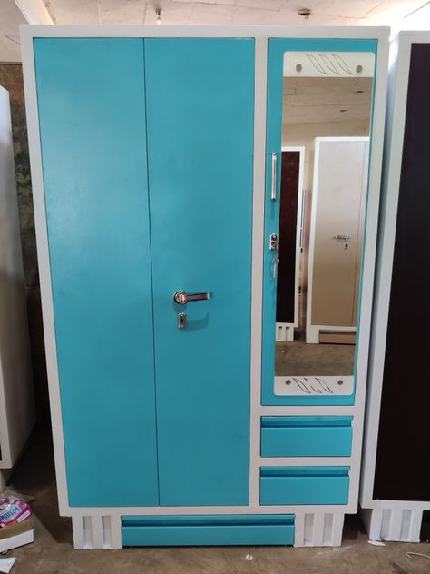 Steel almirah with powder coated paint Godrej Almirah Makeover, Godrej Almirah Design, Almirah Colour, Almirah Painting Ideas, Steel Almirah Painting Ideas, Wardrobe Interior Layout, Steel Almirah, Shop Counter Design, Steel Wardrobe