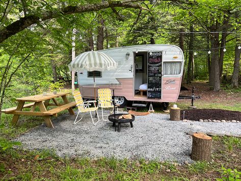 Vintage RV Trailer Resort | Boheme Retreats | Livingston Manor Camp Trailer Remodel, Air Stream, Camp Trailer, Rv Campgrounds, Go Glamping, Vintage Rv, Trailer Living, Glamping Site, Sims Builds