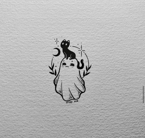 Ghost Eating Pizza Tattoo, Witchy Cottagecore Tattoo, Pumpkin And Cat Tattoo, Ghost With Coffee Tattoo, Cute Witch Tattoo, Halloween Henna, Bestie Tats, Scrapbook Wallpaper, Bts 21