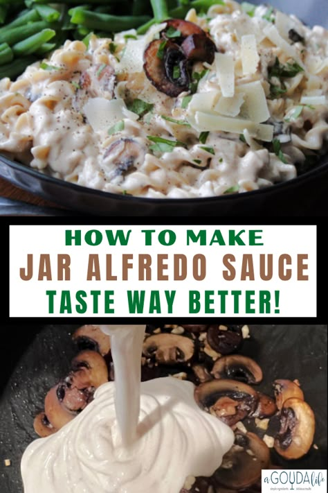 Alfredo Sauce In A Jar Recipes, Alfredo From The Jar, Alfredo Sauce From Jar, Spice Up Jar Alfredo Sauce, Chicken Broccoli Alfredo With Jar Sauce, Make Jarred Alfredo Sauce Better, Best Jar Alfredo Sauce, Jarred Alfredo Sauce Recipes Dinners, How To Spice Up Alfredo Sauce From A Jar