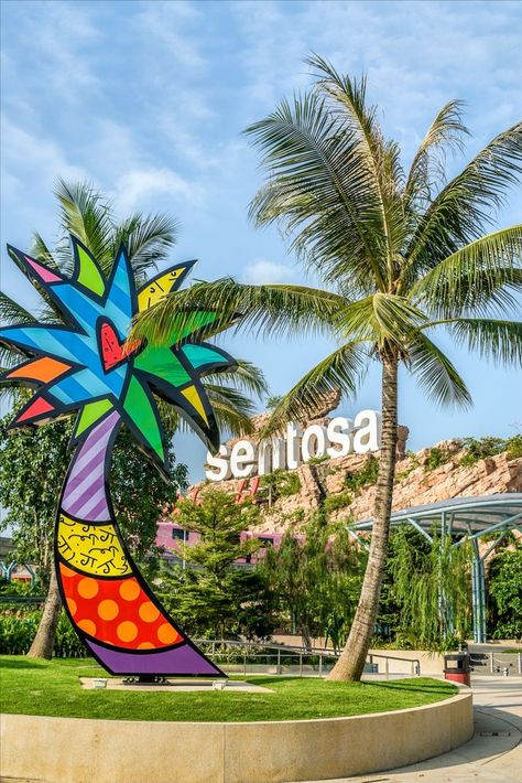 Colourful Entrance sign to the Sentosa integrated Island Resort, Singapore-Stock Photo Sentosa Island Singapore, Singapore Vacation, Singapore Island, Singapore Itinerary, Kuala Lumpur City, Singapore Photos, Entrance Sign, Singapore Malaysia, Island Tour