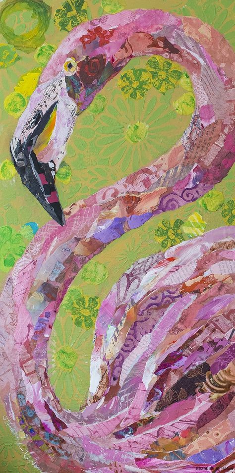 Collage Animals, Paper Paintings, Collage Art Projects, Paper Collage Art, Magazine Collage, Flamingo Art, Animal Quilts, Painting Collage, Collage Artwork