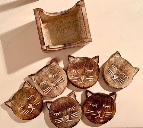 Gold Taper Candle Holders, Cats Face, Cherub Baby, Butterfly Wind Chime, Sleeping Cats, Spiral Candles, Tea Ring, Triangle Pillow, Cat Coasters