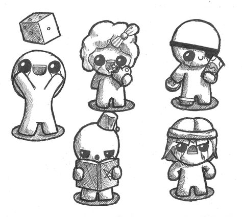 Binding of Isaac Starter Sketches, Adventure Time Style, Binding Of Isaac, Castle Crashers, The Binding Of Isaac, Drawing Cartoon Characters, Doodle Art Drawing, Sketchbook Drawings, Game Pictures