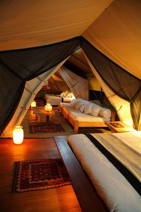 Inside a lavish tent at Naibor Private Retreat in Kenya. | 44 Amazing Places You Wish You Could Nap Right Now Indoor Tents, Indoor Camping, Attic Rooms, Design Del Prodotto, Style At Home, Design Case, My New Room, Home Fashion, 인테리어 디자인