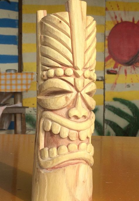 Tiki Bar Ideas, Tiki Carving, Tiki Garden, Tiki Faces, Tiki Man, Tiki Head, Tiki Statues, Tiki Decor, Tiki Totem