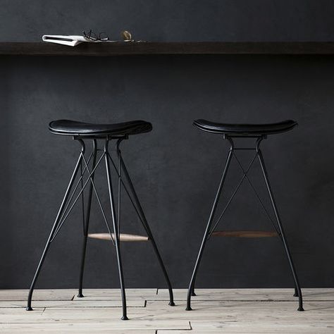 bar stool | wire Wire Bar Stools, Supreme Furniture, Saddle Making, Wire Dining Chairs, Black Stool, Black Saddle, Black Elegance, Mid Century Bar, Black Bar Stools