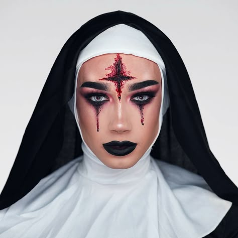 Makeup Horor, Hallowen Schminke, Nun Halloween Costume, Wound Makeup, Nun Halloween, Pelottava Halloween, Teknik Makeup, Halloweenský Makeup, Halloween Make-up Looks