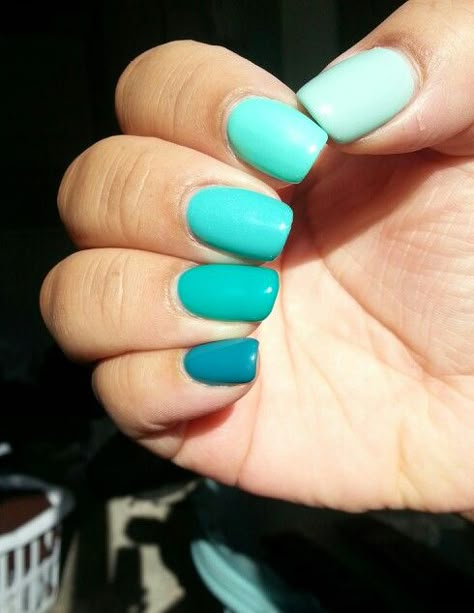 Teal ombre gel nails. Teal Manicure Ideas, Teal Vacation Nails, Summer Teal Nails, Turquoise Ombre Nails, Teal Manicure, Shades Of Turquoise Nails, Shades Of Teal Nails, Teal Ombre Nails, Teal Color Nails