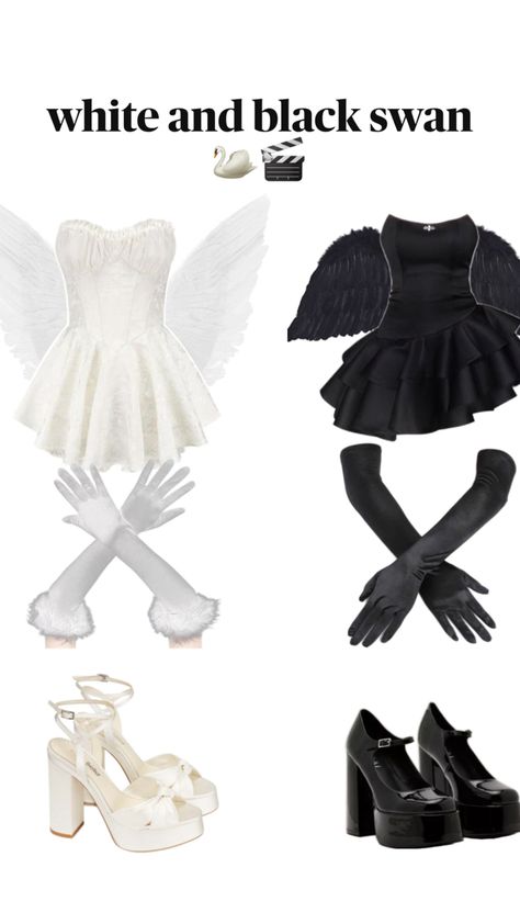 Black Swan Halloween, Swan Halloween, Black And White Swan, Halloween Black And White, White Swan, Halloween Black, Black Swan, Fashion Outfits, Black And White