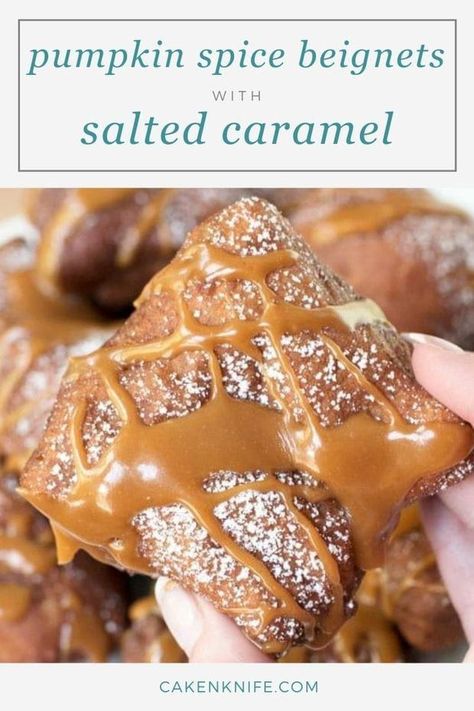 Caramel Drizzle Recipe, Drizzle Recipe, Beignet Recipe, Pumpkin Filling, Pumpkin Breakfast, Pumpkin Sauce, Caramel Drizzle, Fall Morning, Salted Caramel Sauce