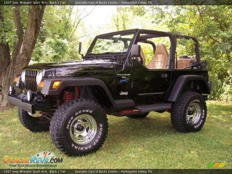 1997 Jeep Wrangler Sport 4x4 Black / Tan Photo #1 97 Jeep Wrangler, Cheap Sports Cars, Jeep Sport, 1997 Jeep Wrangler, Best Family Cars, Beach Jeep, Jeep Wheels, Tj Wrangler, Mid Size Car