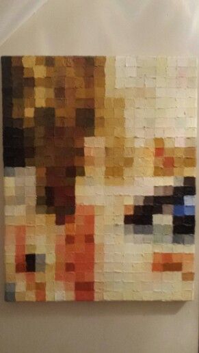 Pixelated painting no 3 Acrylic Painting Pixel Art, Pixelated Painting, Pixel Painting, Chalk Art Ideas, Puff Quilt, Painting Templates, Art N Craft, 2d Design, Art Creativity