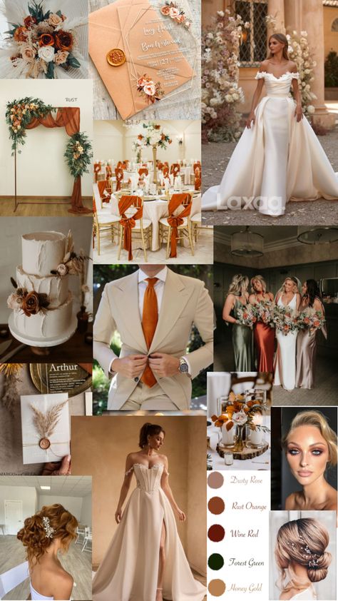 Ivory, burn orange & gold theme wedding for a beautiful day in either late September or October time Autumn Theme Wedding, Gold Theme Wedding, Orange Wedding Themes, Burn Orange, Orange Wedding Colors, Wedding Motifs, Burnt Orange Weddings, Tan Wedding, Wedding Color Combos