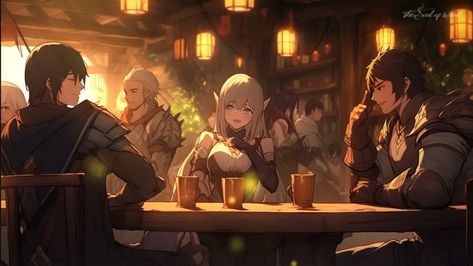 Tavern Sketch, Tavern Reference, Anime Tavern, Fantasy Bar, Fantasy Market, Tavern Owner, Fantasy Tavern, Medieval Tavern, Fantasy Place