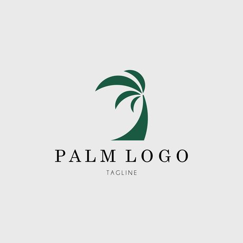 Coconut Tree Logo Design, Palm Tree Symbol, Tropical Logo Design Ideas, Palm Tree Branding, Palm Logo Design, Beach Resort Logo, Coconut Tree Logo, Palm Leaf Logo, Tropical Logo Design