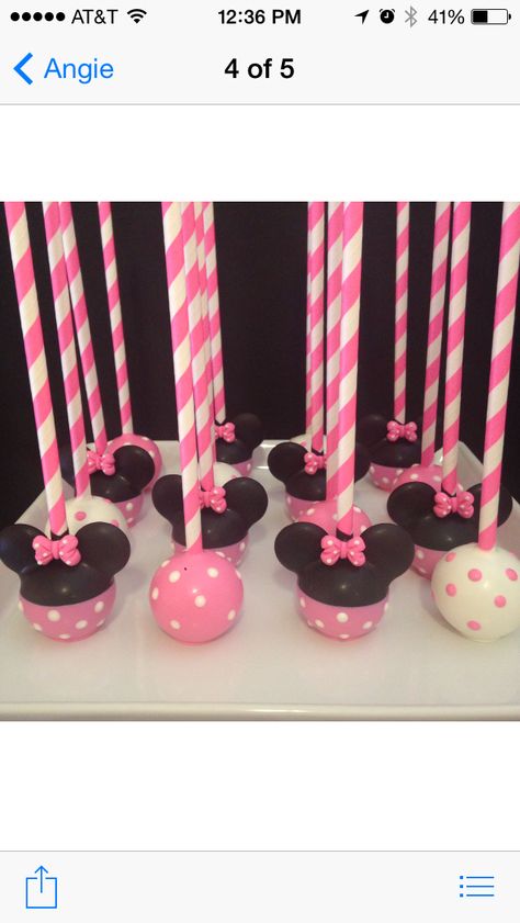 Mini Mouse Cake Pops Ideas, Minnie Mouse Cake Pops Pink, How To Make Minnie Mouse Cake Pops, Mini Mouse Cake Pop, Minnie Mouse Cakepops, Mini Mouse First Birthday, Minnie Cake Pops, Minnie Mouse Cake Pops, Γενέθλια Mickey Mouse