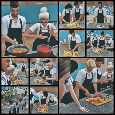 Let's Cook!!! | Patreon Sims 4 Pan Override, Cooking Poses Sims 4, Sims 4 Cc Cake Functional, Sims 4 Baking Poses, Sims 4 Chef Cc, Chef Decorations, Random Poses, Sims 4 Restaurant, Sims 4 Couple Poses