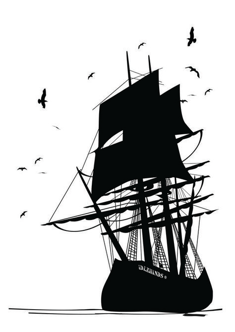 Old Pirate, Ship Silhouette, World Of Wearable Art, Indie Tattoo, Boat Tattoo, Armor Tattoo, Designs Graphic, Pirate Art, Pirate Day