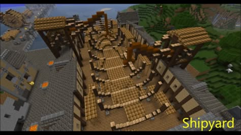 Minecraft shipyard ship build in progress Village Layout Minecraft, Medieval Village Layout, Village Layout, Minecraft Ship, Minecraft Medieval Village, Minecraft Kingdom, Build Minecraft, Minecraft Structures, Minecraft Castle