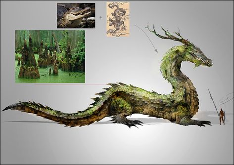 Mythical Swamp Creatures, Swamp Dragon, Dnd Swamp Monster, Swamp Dragon Art, Swamp Monster Art, Green Eastern Dragon, Eastern Dragon, Dragon Images, Dnd Dragons