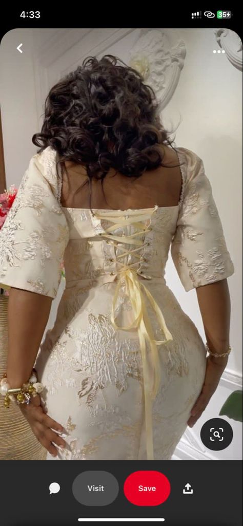 Corset Brocade Dress, Corset African Lace Dress, White Brocade Dress Styles Nigeria, Brocade Fabric Dress Styles, Brocade Designs Dresses, Styles For Brocade Fabric, Brocade Damask Dress Styles Nigeria, Back Of Corset Dress, Brocade Dress Designs