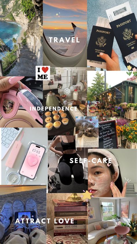 Self-care, Apartment, vacation,dream life, new phone, cats Manifesting Future Life, How To Get Your Dream Life, Dream Plan Do, Dream Life Collage, 1111 Wallpaper, Dream Life Goals, My Vision Board, Manifesting Vision Board, Board Wallpaper