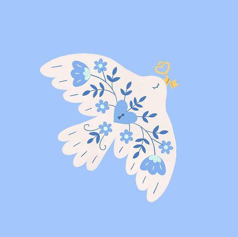 Love Bird Illustration, Dove Illustrations, Dove Graphic, Dove And Cross, Birds Illustration, Procreate Ipad Art, Folk Art Flowers, Folk Design, Religious Illustration