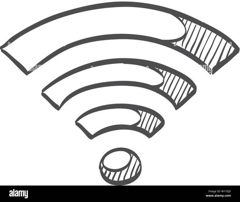 Download this stock vector: WiFi symbol icon in doodle sketch lines. Electronic computer wireless connection internet - W1Y5JD from Alamy's library of millions of high resolution stock photos, illustrations and vectors. Internet Clipart, Wifi Symbol, Internet Scams, Symbol Drawing, Sketch Icon, Doodle Sketch, Monopoly, Line Art, Stock Vector