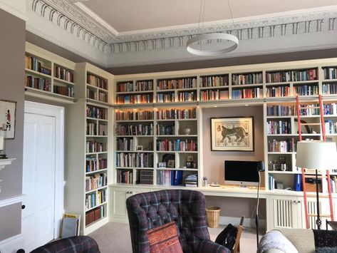 Fitted Office Furniture, Bookcase Inspiration, Fitted Office, Shelves And Storage, Home Library Rooms, Bookshelf Inspiration, Cabinets Storage, Library Wall, Office Bookcase