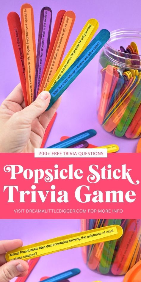 Diy Trivia Game, Games For Elderly Activities, Trivia Game Ideas, Wellness Games, Free Trivia Questions, Ece Activities, Space Activity, Stick Game, Vacation Prep