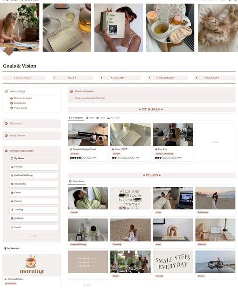 notion inspo Notion Small Business Template, Wish List Notion, Notion Homepage Ideas Aesthetic, Free Aesthetic Notion Template, Notion Homepage Ideas, Notion Dashboard Ideas Aesthetic, Vision Board Notion, Writing Notion, Notion Home Page