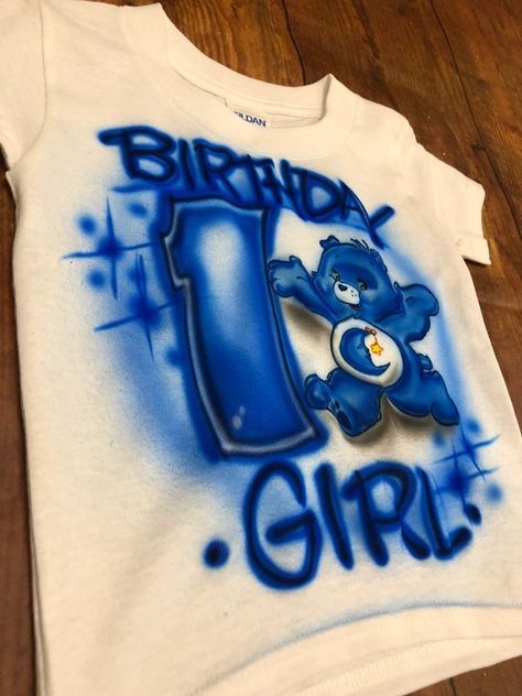 Care Bear Shirt, Care Bears Shirt, Care Bears Birthday, Airbrush Shirts, Care Bear Birthday, 4th Of July Shirts, Party Things, Air Brush, Bear Shirt