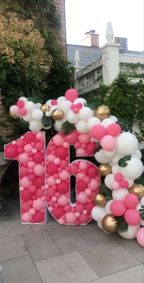 #balloons #birthday #decoration #sweet16 #party 16 Birthday Party Decor, Sweet 16 Balloons, Sweet 16 Pool Parties, Sweet Sixteen Party Themes, Sweet 16 Party Planning, Sweet 16 Party Themes, Sweet 16 Party Decorations, Pink Sweet 16, Sweet Sixteen Birthday Party Ideas