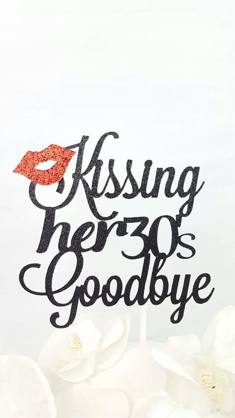 Kissing her 30's Goodbye cake topper  #dirty30caketopper #dirtythirty #30thbirthdaydecor #customcaketopper #glittercaketopper #30thbdaytopper #birthdaycaketopper #bithdaycakedecor Goodbye 30s, 40th Birthday Images, Dirty 30 Cake, 40th Birthday Decor, Cake Topper 40th Birthday, Goodbye Cake, 40th Birthday Themes, Hello 40, 40th Birthday Cake Topper