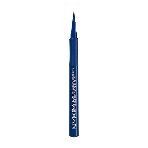 NYX Professional Makeup Colored Felt Tip Eyeliner Royal Blue (245 MXN) ❤ liked on Polyvore featuring beauty products, makeup, liquid eye liner, nyx cosmetics, nyx makeup, liquid eyeliner and nyx Blue Eyeliner Product, Nyx Blue Eyeliner, Blue Liquid Eyeliner, Shuffles Ideas, Cloud Makeup, Types Of Makeup Looks, Felt Tip Eyeliner, Nyx Matte, Eyeliner Liquid