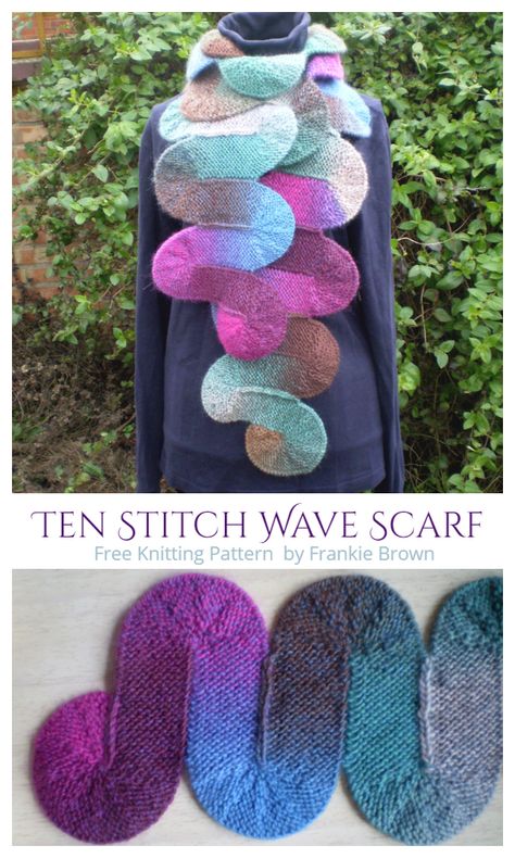 Wave Stitch Knitting, Waves Knitting Pattern, Knitted Cowl Scarves, Knitting Hacks, Seashells Patterns, Loom Knitting Patterns, Pattern Knitting, Hand Knit Scarf, Scarf Knitting Patterns