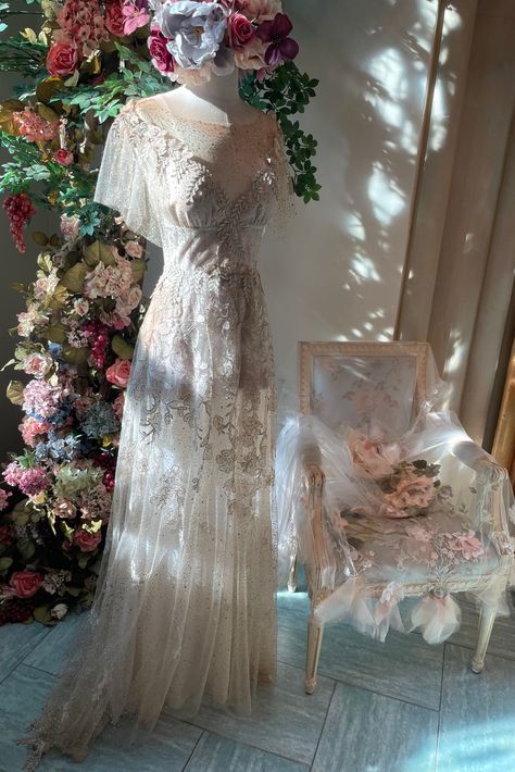 Illusion Wedding Dresses, Castle Wedding Dress, Claire Pettibone Wedding Dress, Country Bridal Gown, Illusion Wedding Dress, Edwardian Wedding, Wedding Dresses A Line, Boho Country, Claire Pettibone