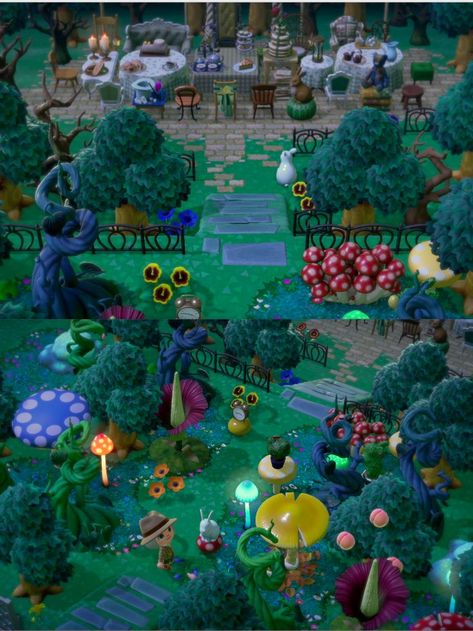 Animal Crossing Alice in Wonderland Animal Crossing Alice In Wonderland, Wonderland Animal Crossing, Acnh Wonderland, Acnh Alice In Wonderland, Animal Crossing Disney, Disney Island, Storybook Theme, Animal Crossing Island Ideas, Animal Crossing Wild World