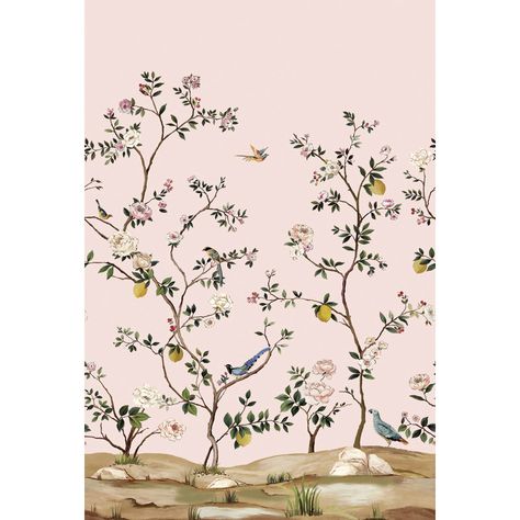 Red Barrel Studio® Treven Floral Wall Mural | Wayfair Dc Apartment, Chinoiserie Design, Office Inspo, Chinoiserie Wallpaper, Panel Wall, Fabric Houses, Accent Wallpaper, Textured Wallpaper, Wallpaper Roll