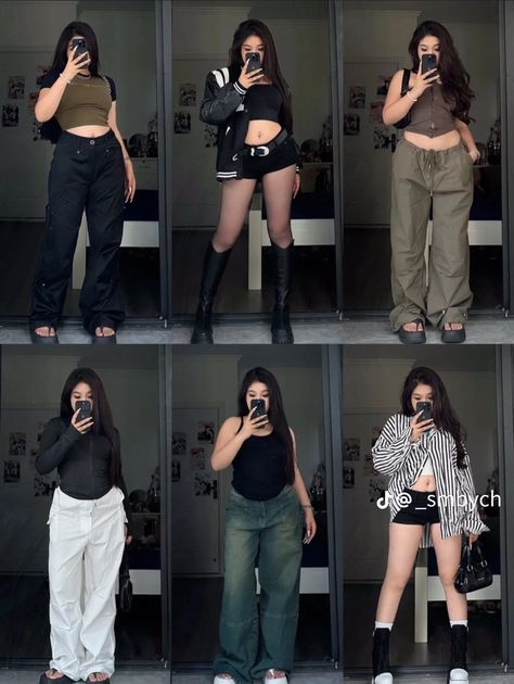 Daily Ootd Casual Simple, Midsize Asian Fashion, Chuppy Girl Outfit, Outfit Inspirations Midsize, Casual Edgy Outfits Midsize, Midsize Hourglass Outfits, Outfit For Chubby Girls, Chubby Fashion Outfits Korean, Casual Edgy Outfits